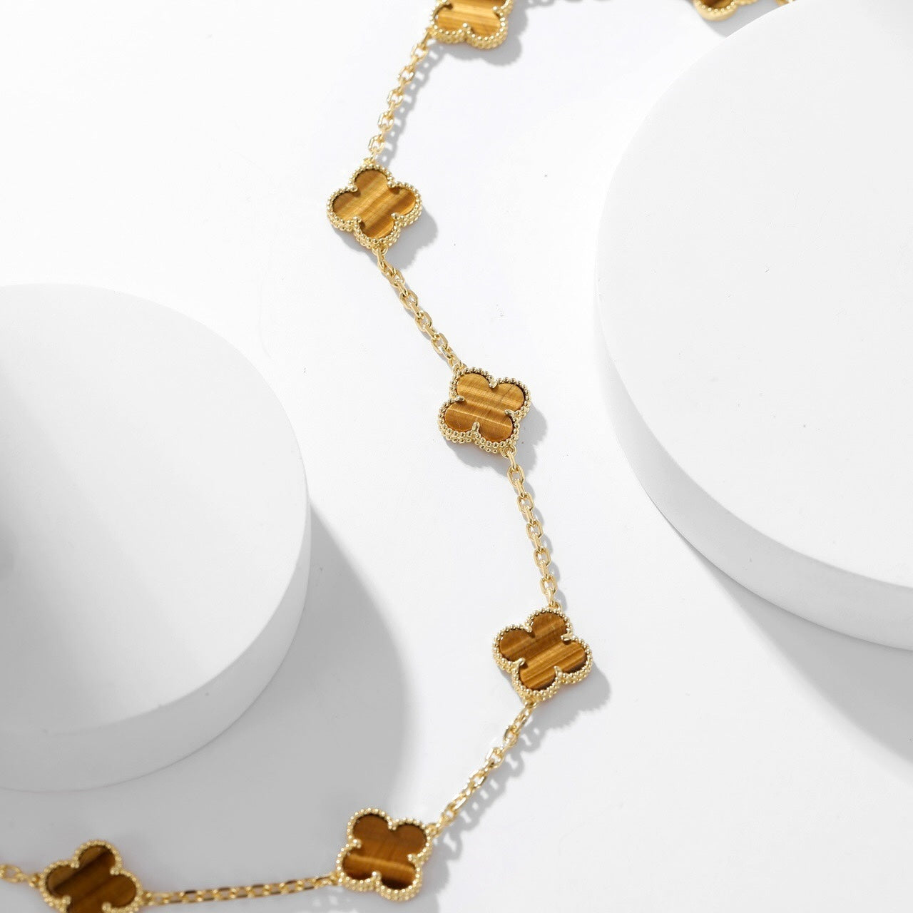 Mysitc CLOVER 10 MOTIFS TIGER EYE NECKLACE
