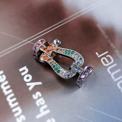 Mystic FORC Großes Hufeisen BUNTES DIAMANTENARMBAND SILBER