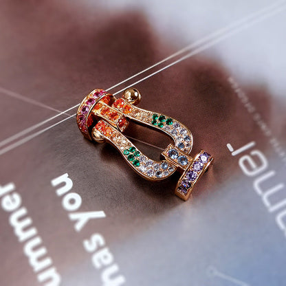 Mystic FORC Großes Hufeisen BUNTES DIAMANTENARMBAND SILBER