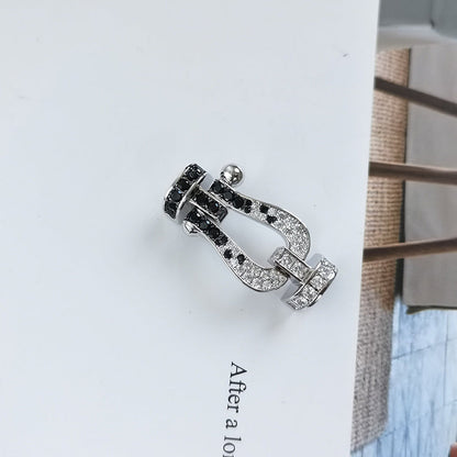 Mysitc FORCE LARGE HORSESHOE BLACK WHITE DIAMOND BRACELET SILVER