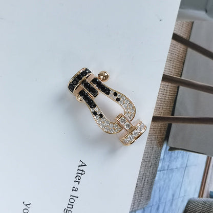 Mysitc FORCE LARGE HORSESHOE BLACK WHITE DIAMOND BRACELET ROSE GOLD