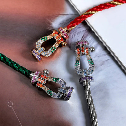 Mystic FORC Großes Hufeisen BUNTES DIAMANTENARMBAND SILBER