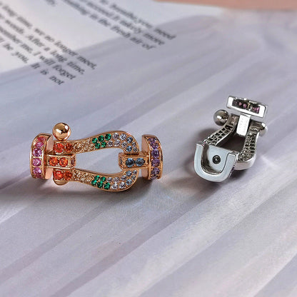 Mysitc FORCE GROSSES HUFEISEN FARBIGES DIAMANTENARMBAND ROSÉGOLD