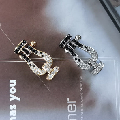 Mysitc FORCE LARGE HORSESHOE BLACK WHITE DIAMOND BRACELET ROSE GOLD