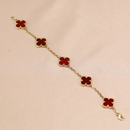 [Mysitc ]New  CLOVER 5 MOTIF RED CORNELIAN BRACELET COLLECTION