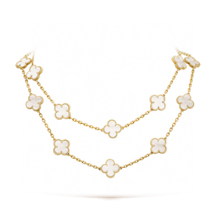Mysitc CLOVER 20 MOTIFS WHITE MOP NECKLACE