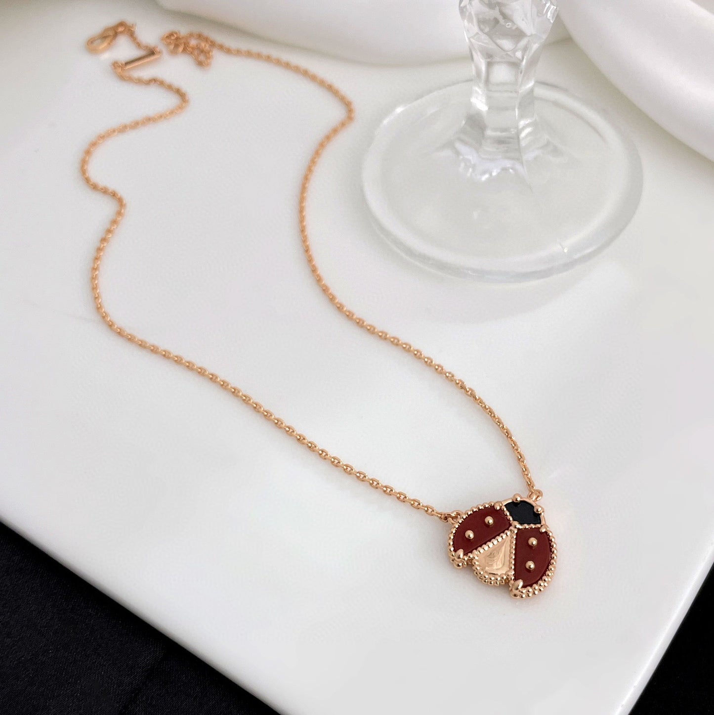 Mysitc LUCKY  CARNELIANS LADYBUG NECKLACE