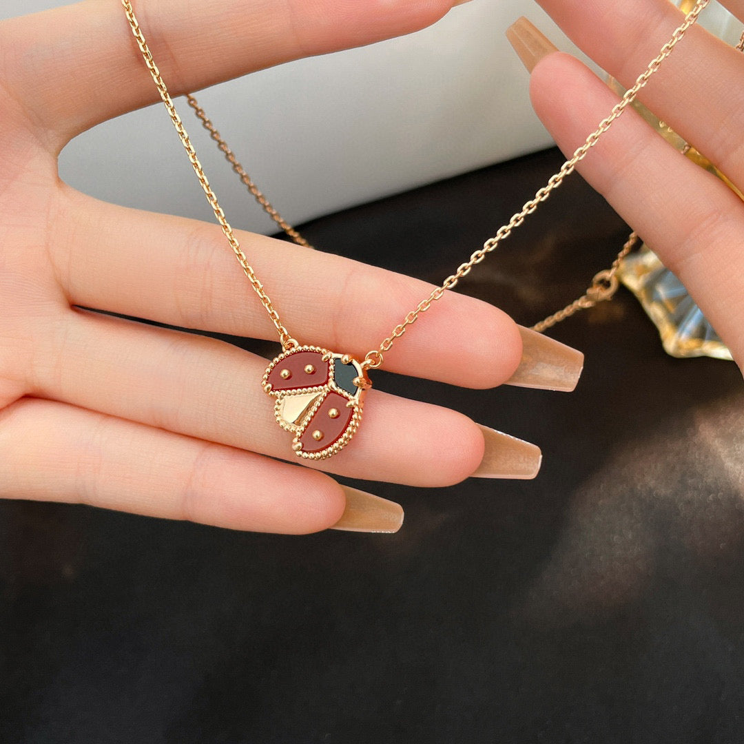 Mysitc LUCKY  CARNELIANS LADYBUG NECKLACE