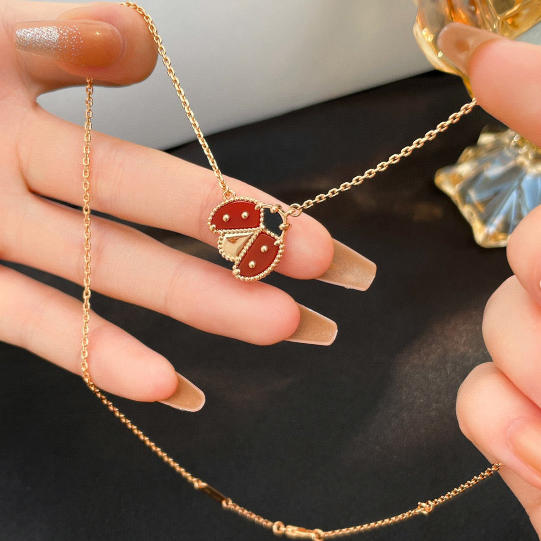 Mysitc LUCKY  CARNELIANS LADYBUG NECKLACE