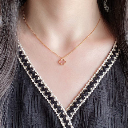 Mysitc CLOVER 15MM PINK MOTHER-OF-PEARL SINGLE FLOWER NECKLACE