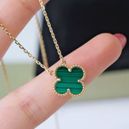 Mysitc CLOVER 15MM MALACHITE SINGLE FLOWER  NECKLACE