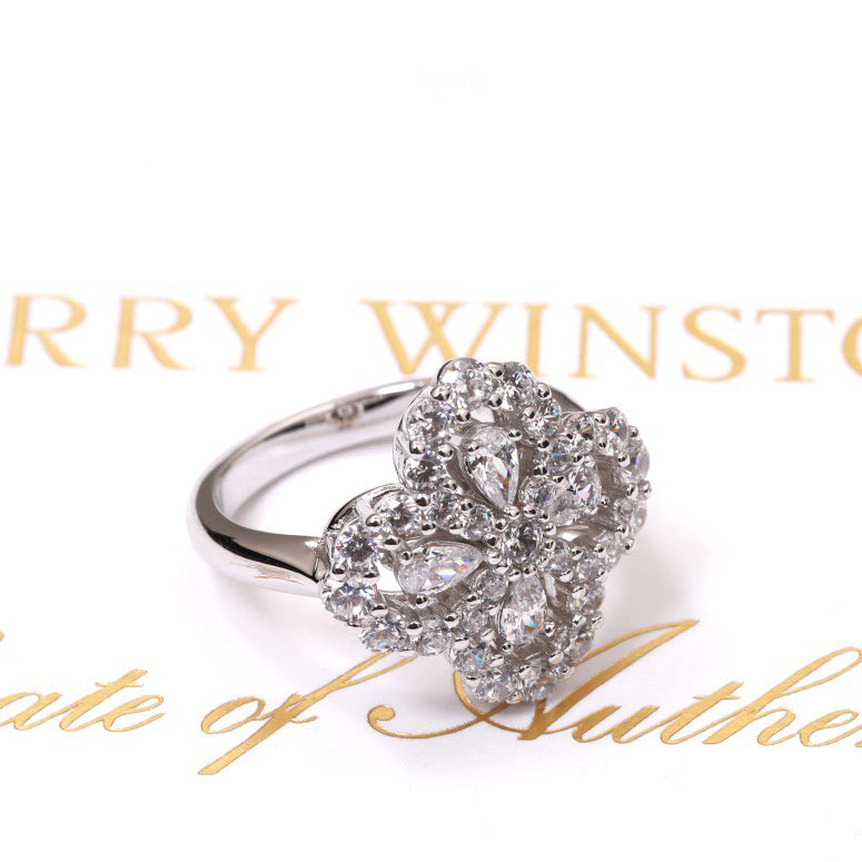 Mysitc LOOP RING FULL MOTIF DIAMOND 16MM SILVE