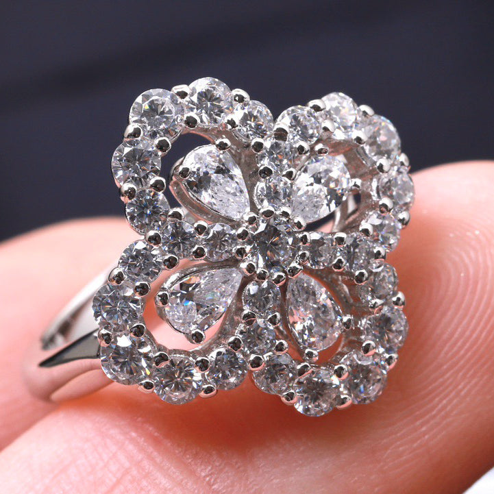 Mysitc LOOP RING FULL MOTIF DIAMOND 16MM SILVE