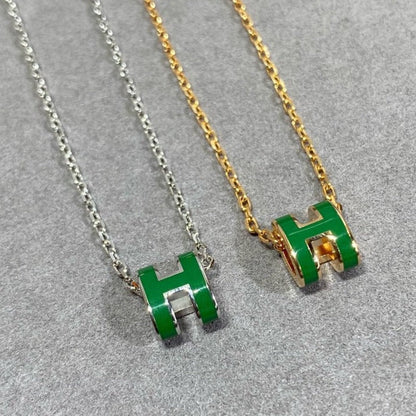Mysitc POP H GREEN NECKLACE SILVER AND GOLD