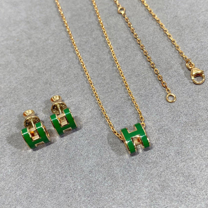 Mysitc POP H GREEN NECKLACE SILVER AND GOLD