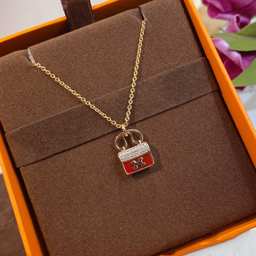 Mysitc CONSTANCE RED PEDANT PINK GOLD NECKLACE