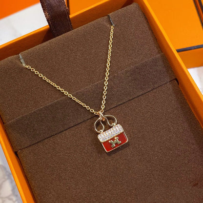 Mysitc CONSTANCE RED PEDANT PINK GOLD NECKLACE