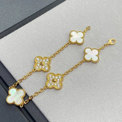 [Mysitc ]New CLOVER WHITE PEARL MOP 5 MOTIF BRACELET COLLECTION
