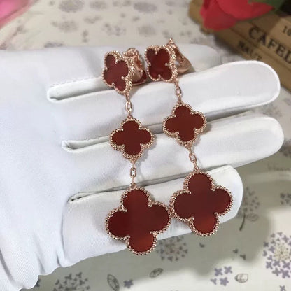 Mysitc CLOVER 3 MOTIF CARNELIAN DROP EARRINGS