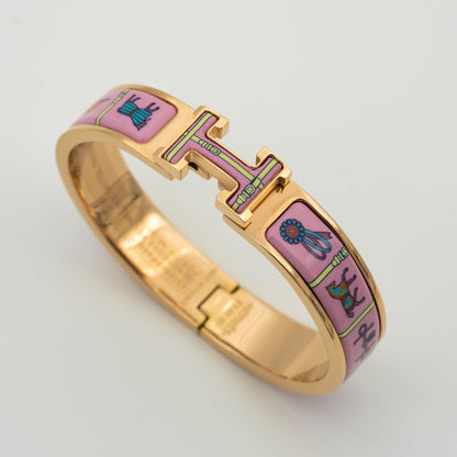 Mysitc H ピンクゴールド ブレスレット ピンクセラミック