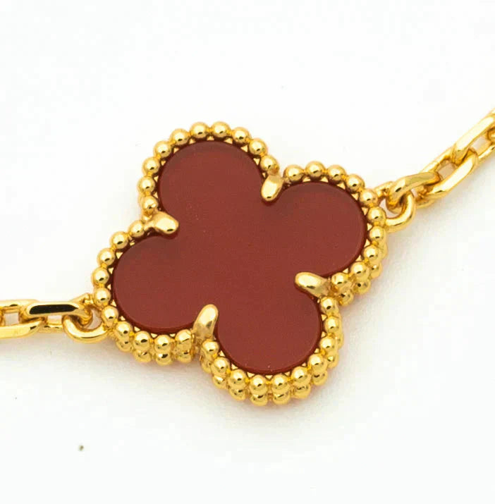 [Mysitc ]New  CLOVER 5 MOTIF RED CORNELIAN BRACELET COLLECTION