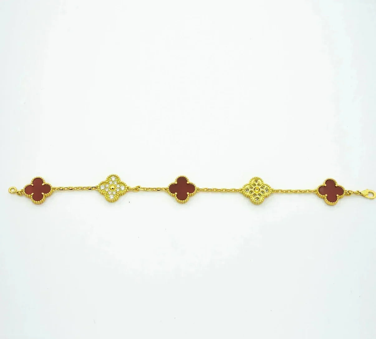 [Mysitc ]New  CLOVER 5 MOTIF RED CORNELIAN BRACELET COLLECTION