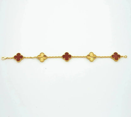 [Mysitc ]New  CLOVER 5 MOTIF RED CORNELIAN BRACELET COLLECTION