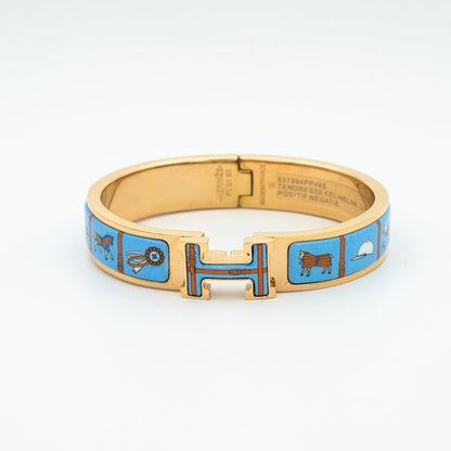 Mysitc H PINK GOLD BRACELET BLUE CERAMIC