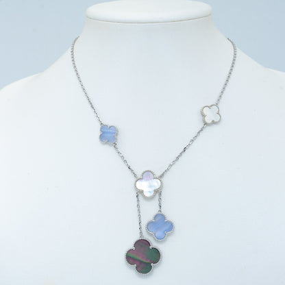 Mysitc CLOVER MOP CHALCEDONY NECKLACE SILVER 6 MOTIF