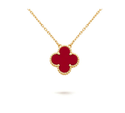 Mysitc CLOVER 15MM CARNELIAN SINGLE FLOWER NECKLACE