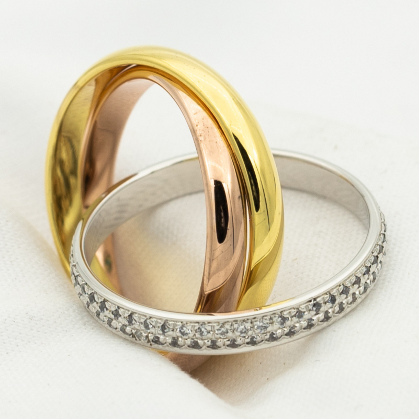 Mystic TRINITY RING GOLD PINK GOLD SILBER DIAMANTEN