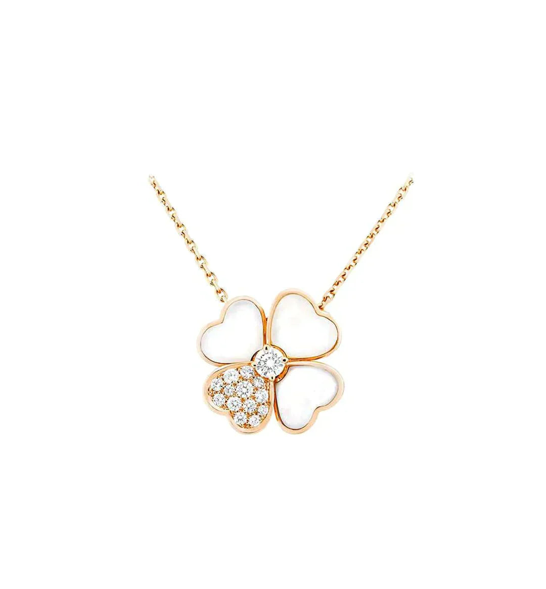 Mysitc CLOVER MOP DIAMOND ROSE GOLD NECKLACE