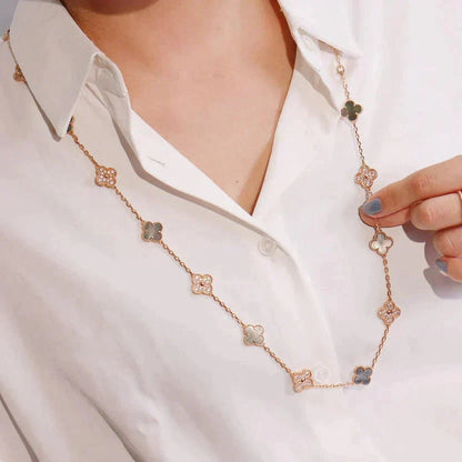 Mysitc CLOVER 20 MOTIFS DARK MOP DIAMOND  NECKLACE