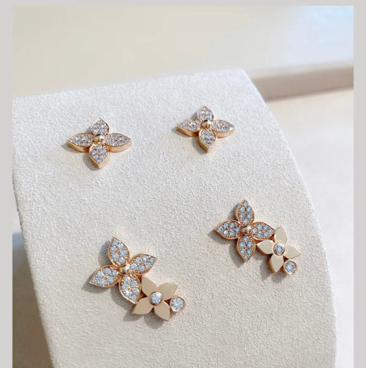 Mysitc STAR BLOSSOM STUD EARRINGS PINK GOLD DIAMONDS