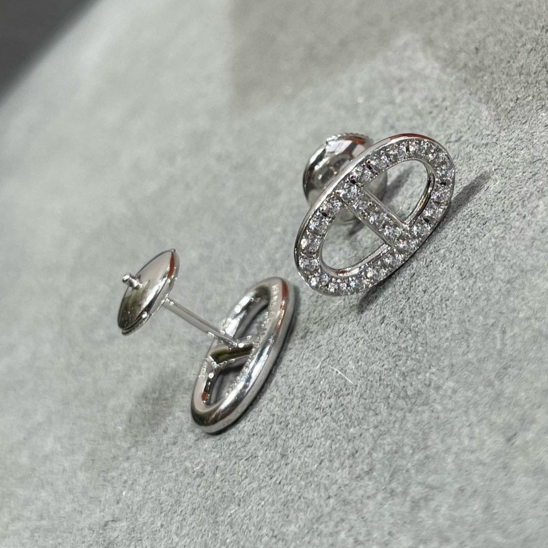 Mysitc HM FULL DIAMOND PIG NOSE STUD EARRINGS