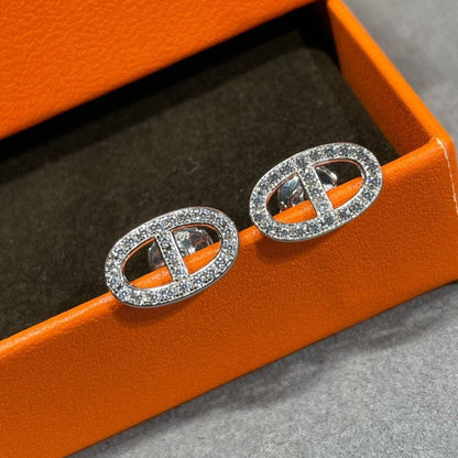 Mysitc HM FULL DIAMOND PIG NOSE STUD EARRINGS