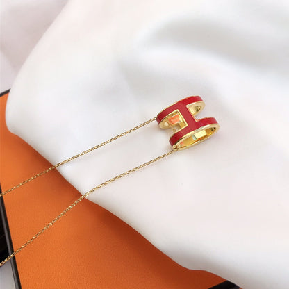 Mysitc HM CLIC RED ENAMEL GOLD NECKLACE
