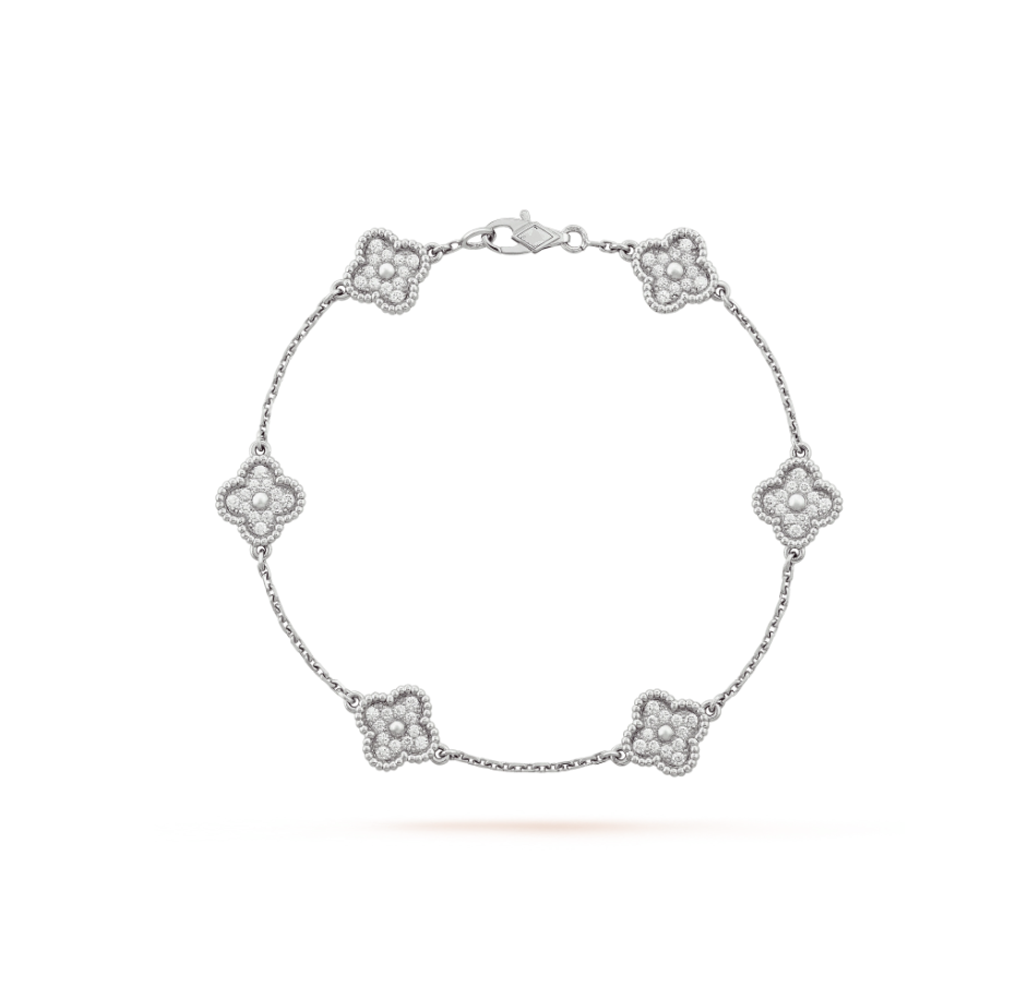 Mysitc CLOVER 6 MOTIF SILVER DIAMOND BRACELET