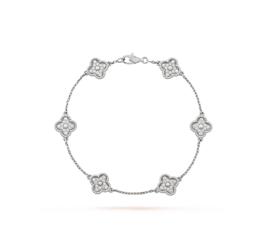Mysitc CLOVER 6 MOTIF SILVER DIAMOND BRACELET