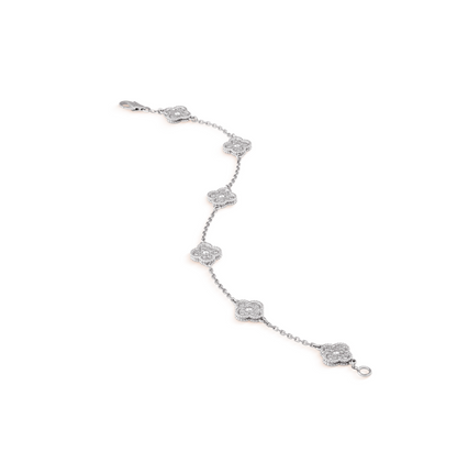 Mysitc CLOVER 6 MOTIF SILVER DIAMOND BRACELET