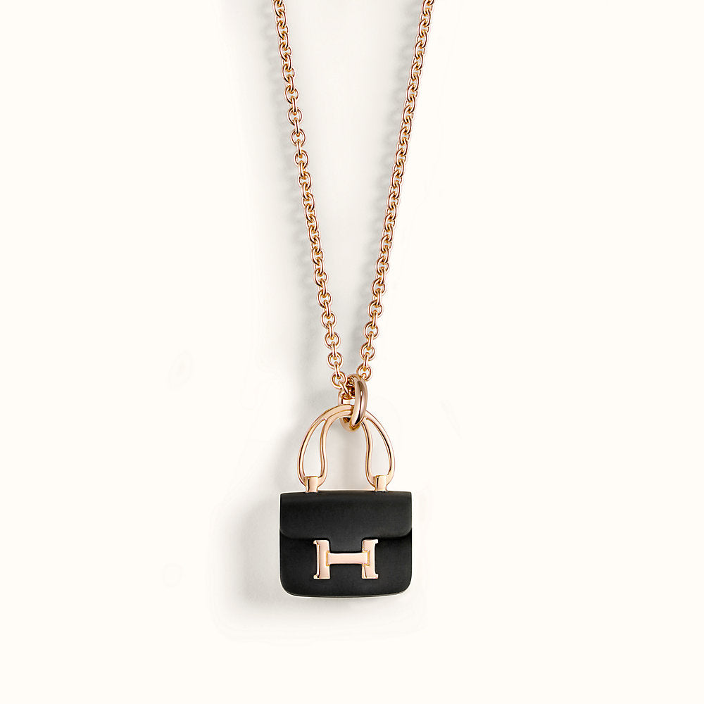 Mysitc CONSTANCE BLACK PEDANT PINK GOLD NECKLACE