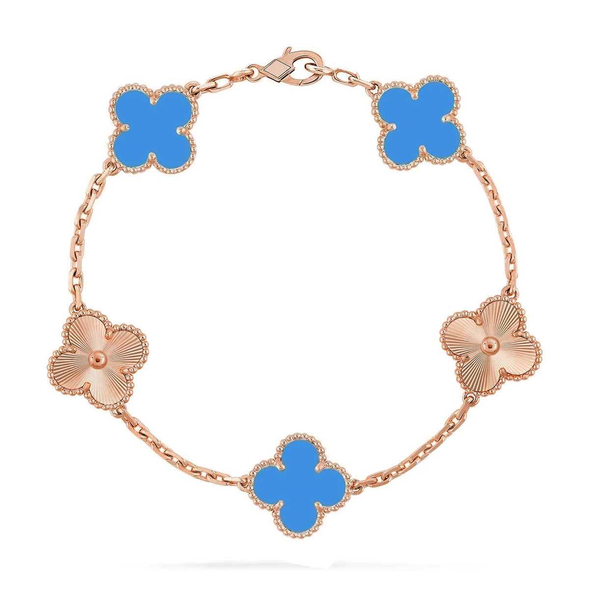 [Mysitc ]New CLOVER 5 MOTIF BLUE AGATE BRACELET COLLECTION