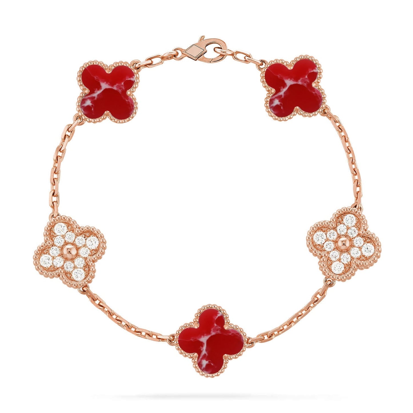 [Mysitc ]New CLOVER 5 MOTIF RED PATTERN BRACELET COLLECTION