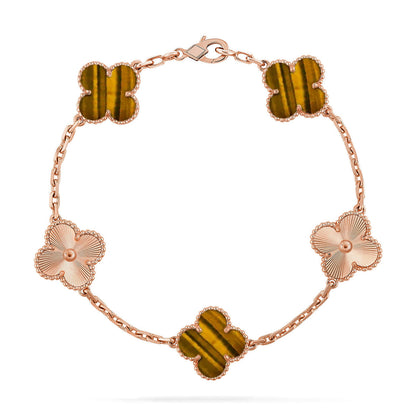 [Mysitc ]New  CLOVER 5 MOTIFS TIGER EYE BRACELET COLLECTION
