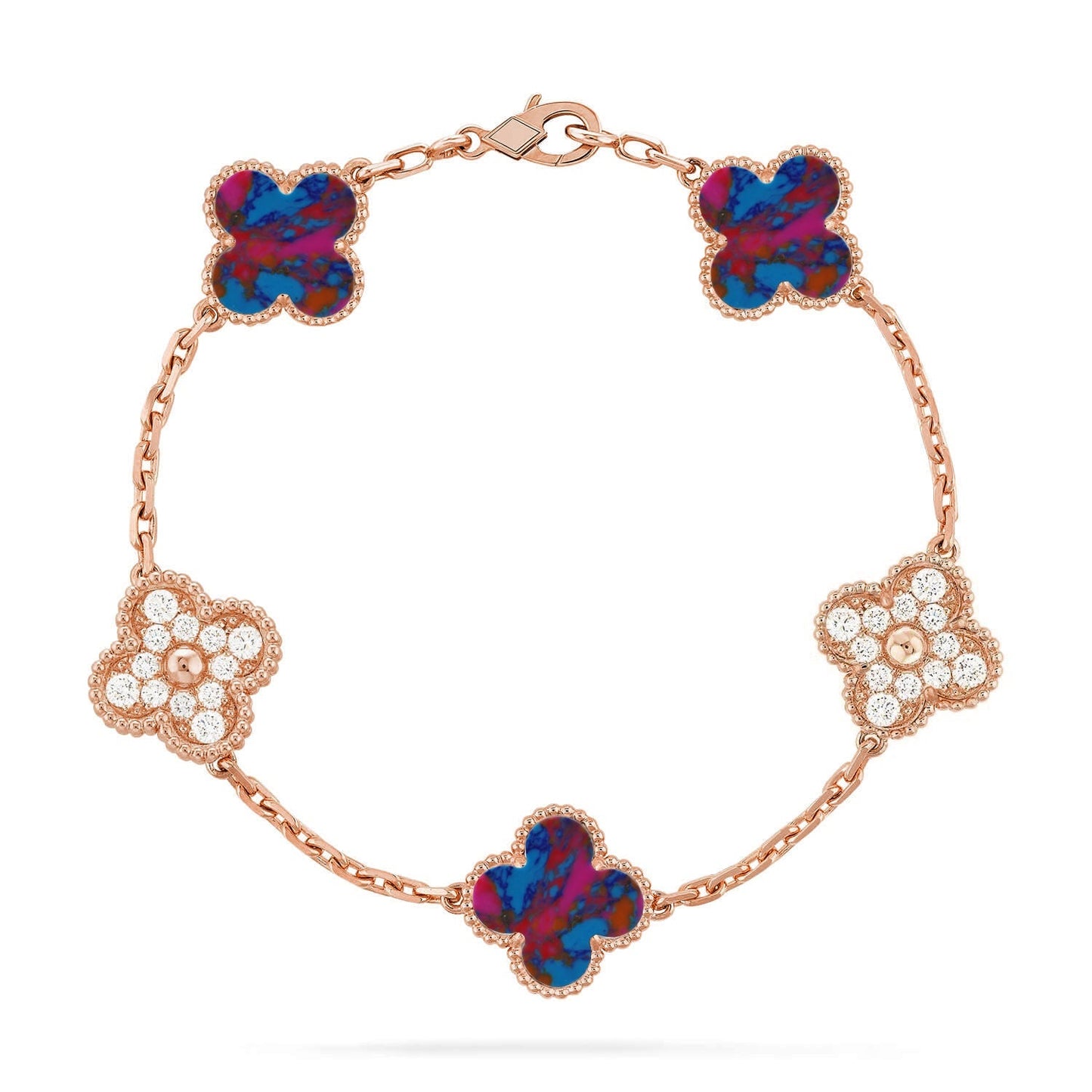 [Mysitc ]New CLOVER 5 MOTIF COLOR GEMSTONES BRACELET COLLECTION