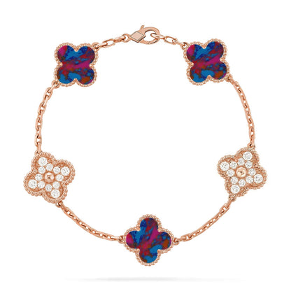 [Mysitc ]New CLOVER 5 MOTIF COLOR GEMSTONES BRACELET COLLECTION