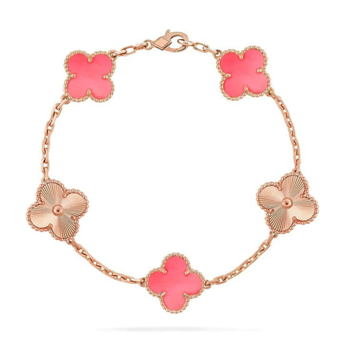 [Mysitc ]New  CLOVER 5 MOTIFS  PINK MOP BRACELET COLLECTION