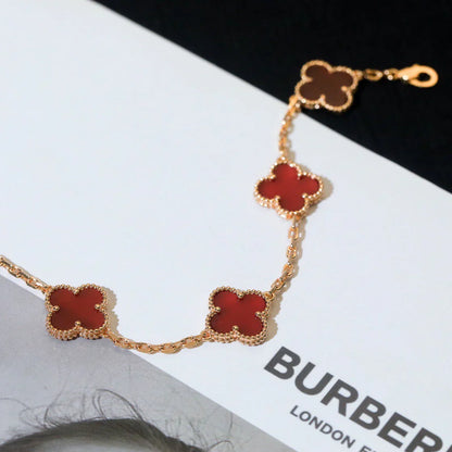 [Mysitc ]New  CLOVER 5 MOTIF RED CORNELIAN BRACELET COLLECTION