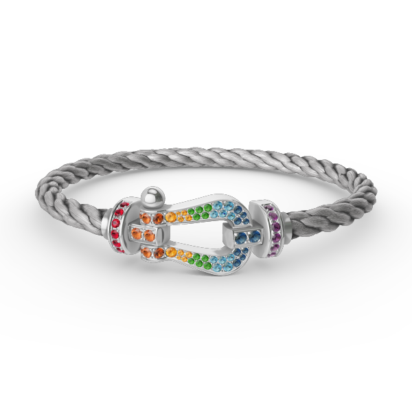 Mystic FORC Großes Hufeisen BUNTES DIAMANTENARMBAND SILBER