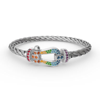 Mystic FORC Großes Hufeisen BUNTES DIAMANTENARMBAND SILBER